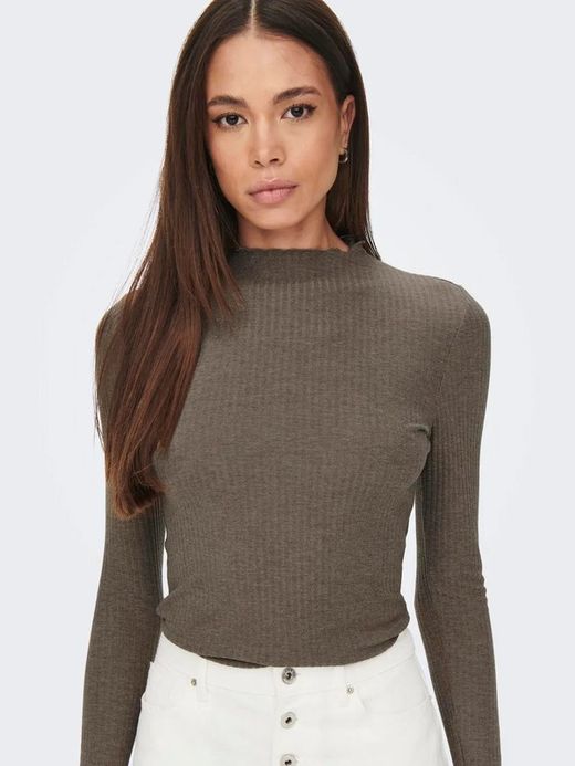 Camiseta m/l básica canalé Only Caribou