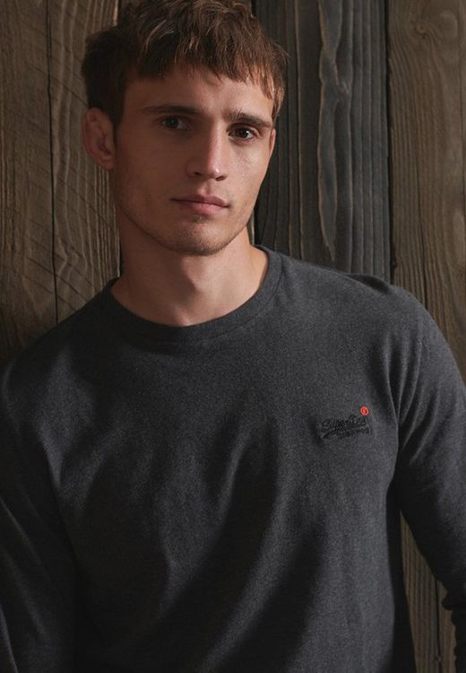 Camiseta m/l básica jaspeada Superdry Grey