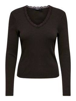 Camiseta m/l canalé con detalle puntilla Only Chocolate