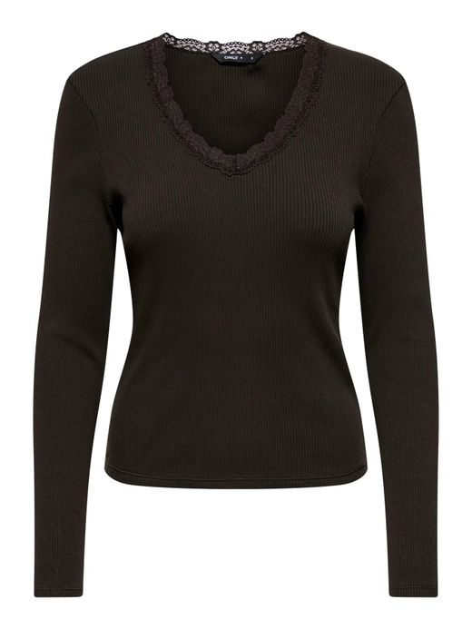 Camiseta m/l canalé con detalle puntilla Only Chocolate