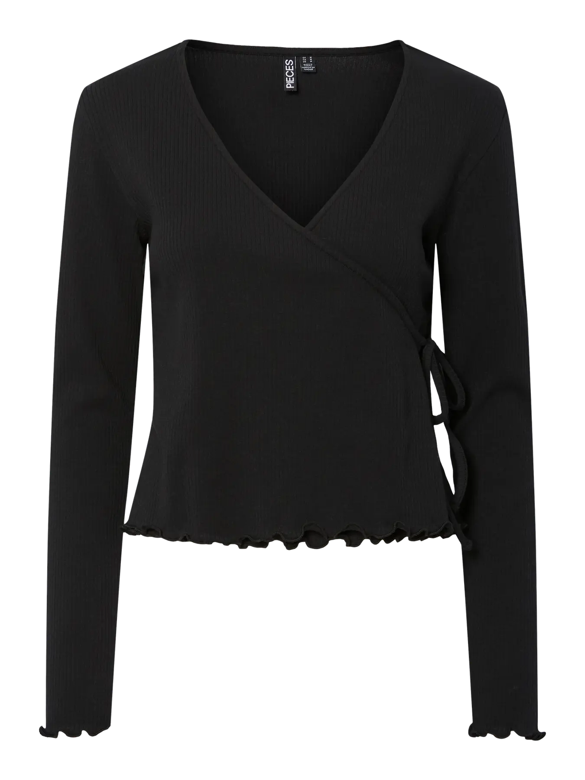 Camiseta m/l canalé cruzada Pieces Black 4XL