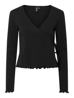 Camiseta m/l canalé cruzada Pieces Black