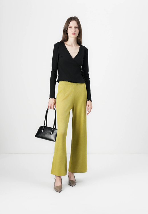 Camiseta m/l canalé cruzada Pieces Black