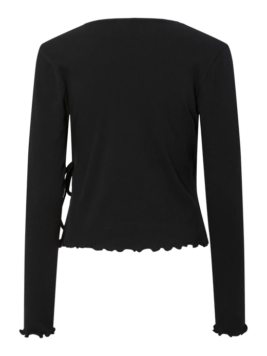 Camiseta m/l canalé cruzada Pieces Black