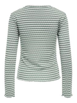 Camiseta m/l canalé rayas Only Aqua Gray