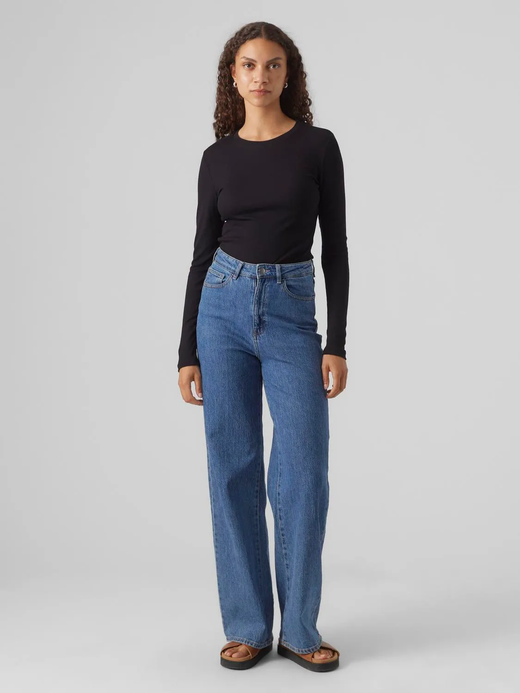 Camiseta m/l canalé Vero Moda Black