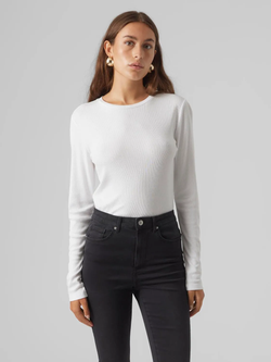 Camiseta m/l canalé Vero Moda Bright White