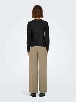 Camiseta m/l con calado floral Jdy Black