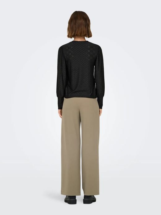 Camiseta m/l con calado floral Jdy Black