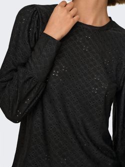 Camiseta m/l con calado floral Jdy Black