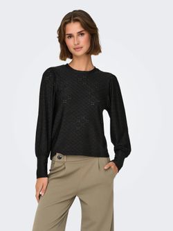 Camiseta m/l con calado floral Jdy Black