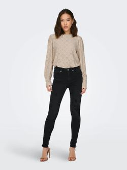 Camiseta m/l con calado floral Jdy Cement