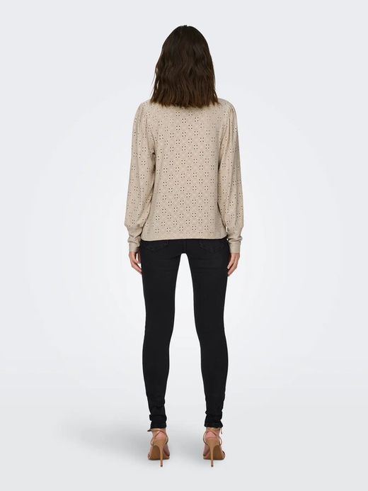 Camiseta m/l con calado floral Jdy Cement