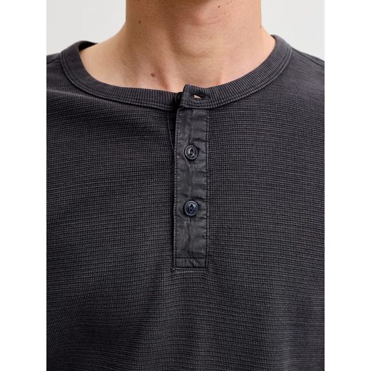 Camiseta m/l con cuello de botones Jack & Jones Dark Navy