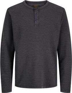 Camiseta m/l con cuello de botones Jack & Jones Dark Navy