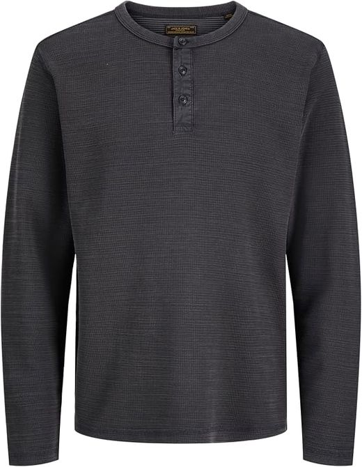Camiseta m/l con cuello de botones Jack & Jones Dark Navy
