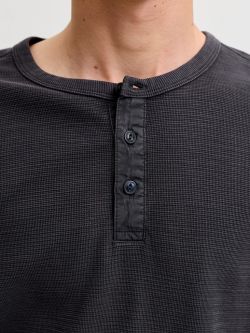 Camiseta m/l con cuello de botones Jack & Jones Dark Navy
