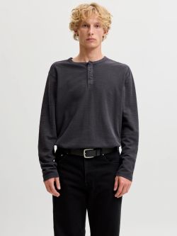 Camiseta m/l con cuello de botones Jack & Jones Dark Navy