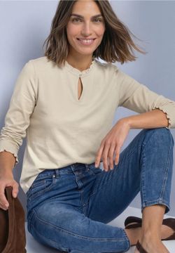 Camiseta m/l con cuello halter Street One Beige