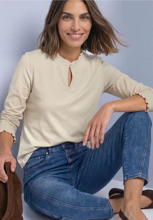Camiseta m/l con cuello halter Street One Beige