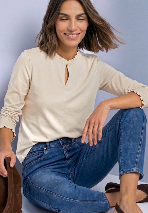 Camiseta m/l con cuello halter Street One Beige