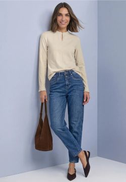 Camiseta m/l con cuello halter Street One Beige