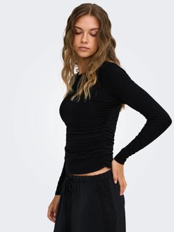 Camiseta m/l con detalle fruncido Only Black