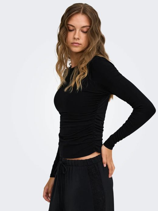Camiseta m/l con detalle fruncido Only Black