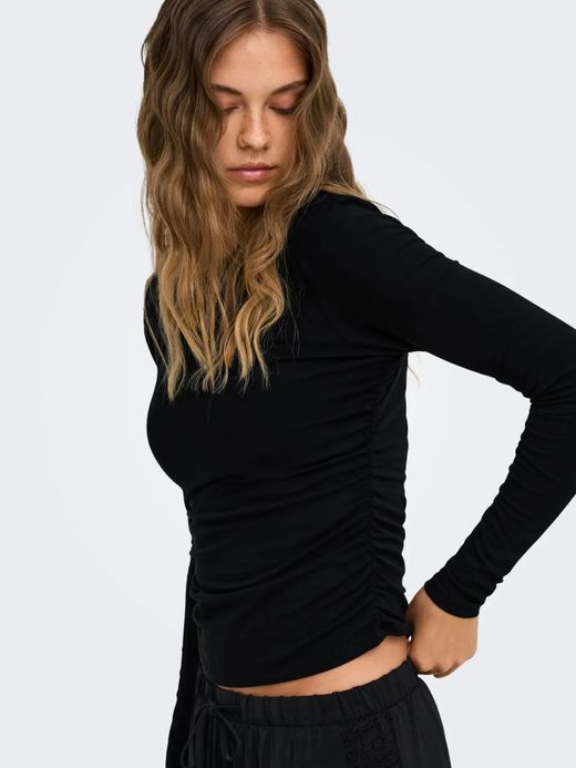 Camiseta m/l con detalle fruncido Only Black