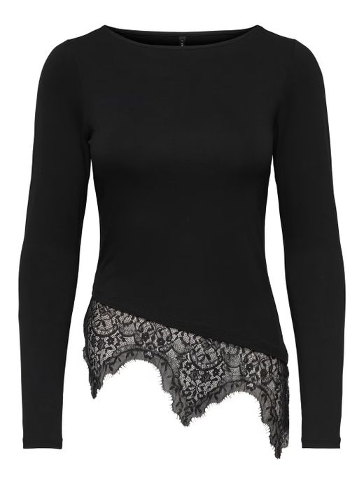 Camiseta m/l con detalle puntilla Only Black