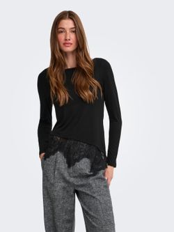 Camiseta m/l con detalle puntilla Only Black