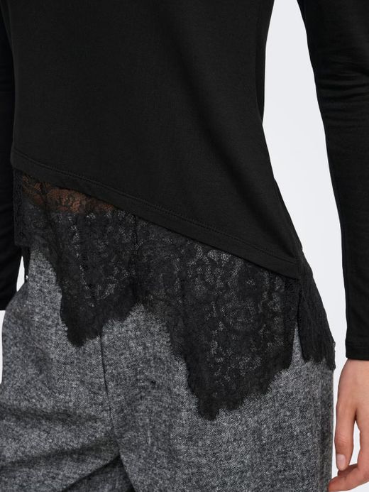 Camiseta m/l con detalle puntilla Only Black