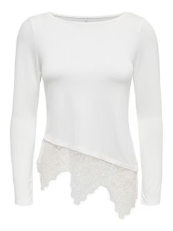 Camiseta m/l con detalle puntilla Only Cloud Dancer
