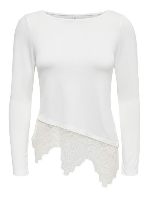 Camiseta m/l con detalle puntilla Only Cloud Dancer