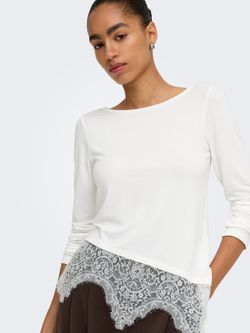 Camiseta m/l con detalle puntilla Only Cloud Dancer