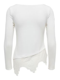 Camiseta m/l con detalle puntilla Only Cloud Dancer