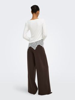 Camiseta m/l con detalle puntilla Only Cloud Dancer