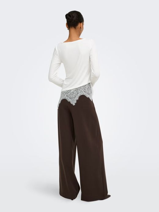 Camiseta m/l con detalle puntilla Only Cloud Dancer