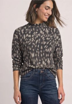 Camiseta m/l con estampado abstracto bicolor Street One Black