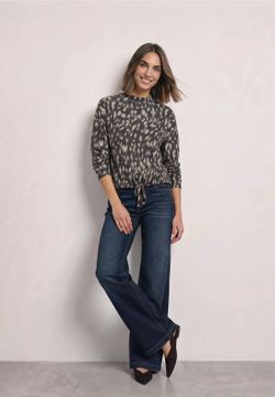 Camiseta m/l con estampado abstracto bicolor Street One Black