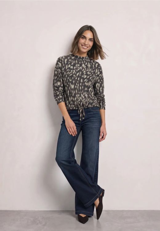 Camiseta m/l con estampado abstracto bicolor Street One Black