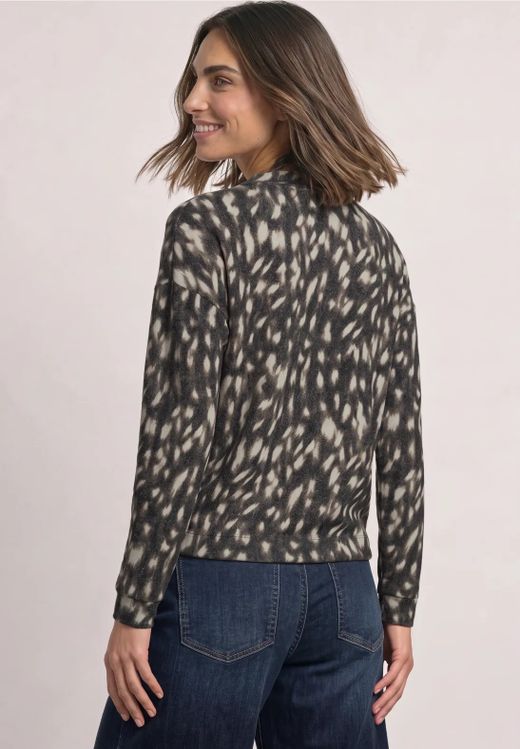 Camiseta m/l con estampado abstracto bicolor Street One Black