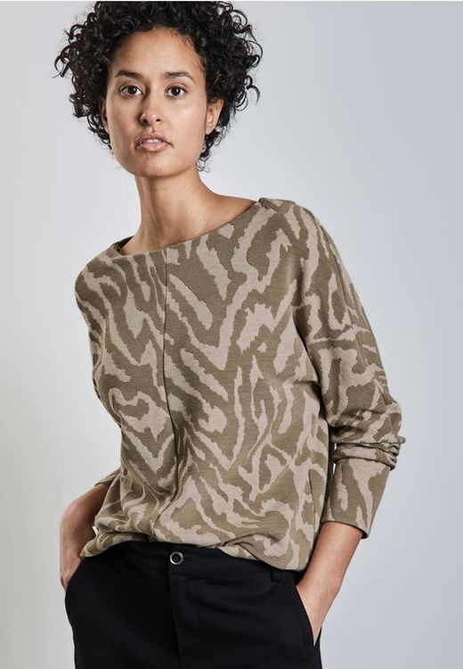 Camiseta m/l con estampado animal print Street One Honey Sand