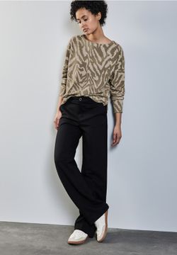 Camiseta m/l con estampado animal print Street One Honey Sand