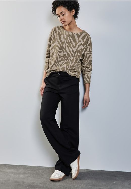 Camiseta m/l con estampado animal print Street One Honey Sand