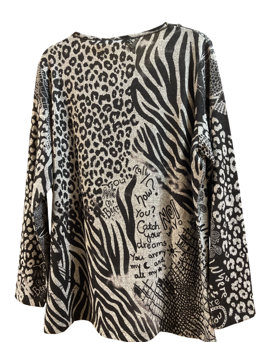 Camiseta m/l con estampado leopardo & zebra Bagoraz Grey