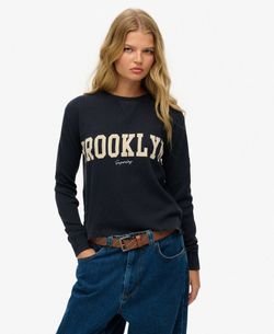 Camiseta m/l con letras Brooklyn Superdry Eclipse Navy