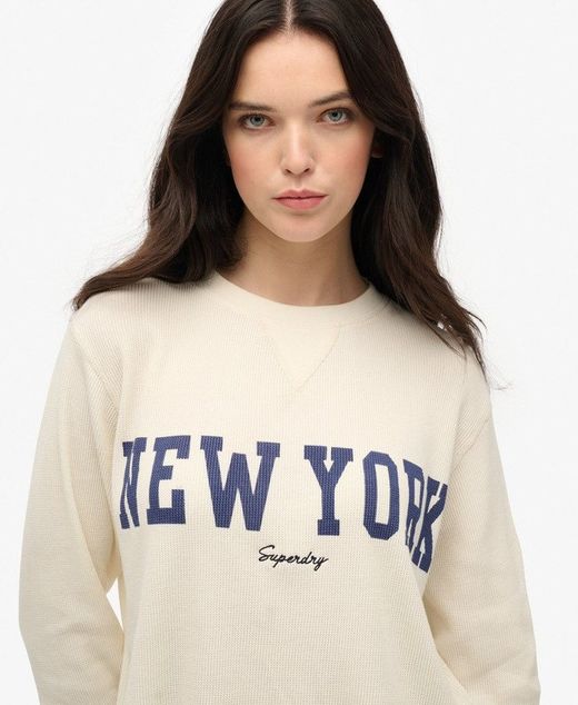 Camiseta m/l con letras New York Superdry Desert Sage