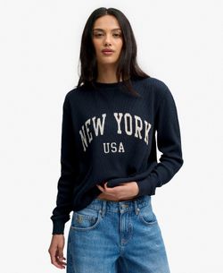 Camiseta m/l con letras New York Superdry Eclipse Navy
