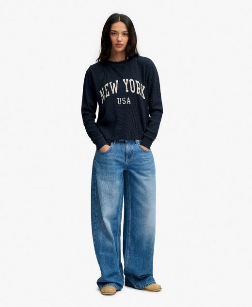 Camiseta m/l con letras New York Superdry Eclipse Navy